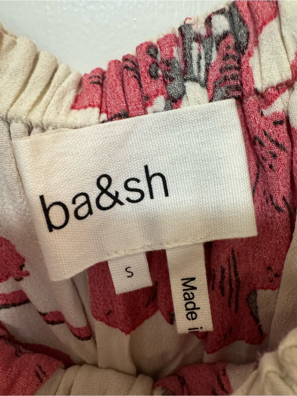 ba&sh Kiara Floral Print Dress Off Shoulder Red Beige Size Small $315 - Picture 7 of 11